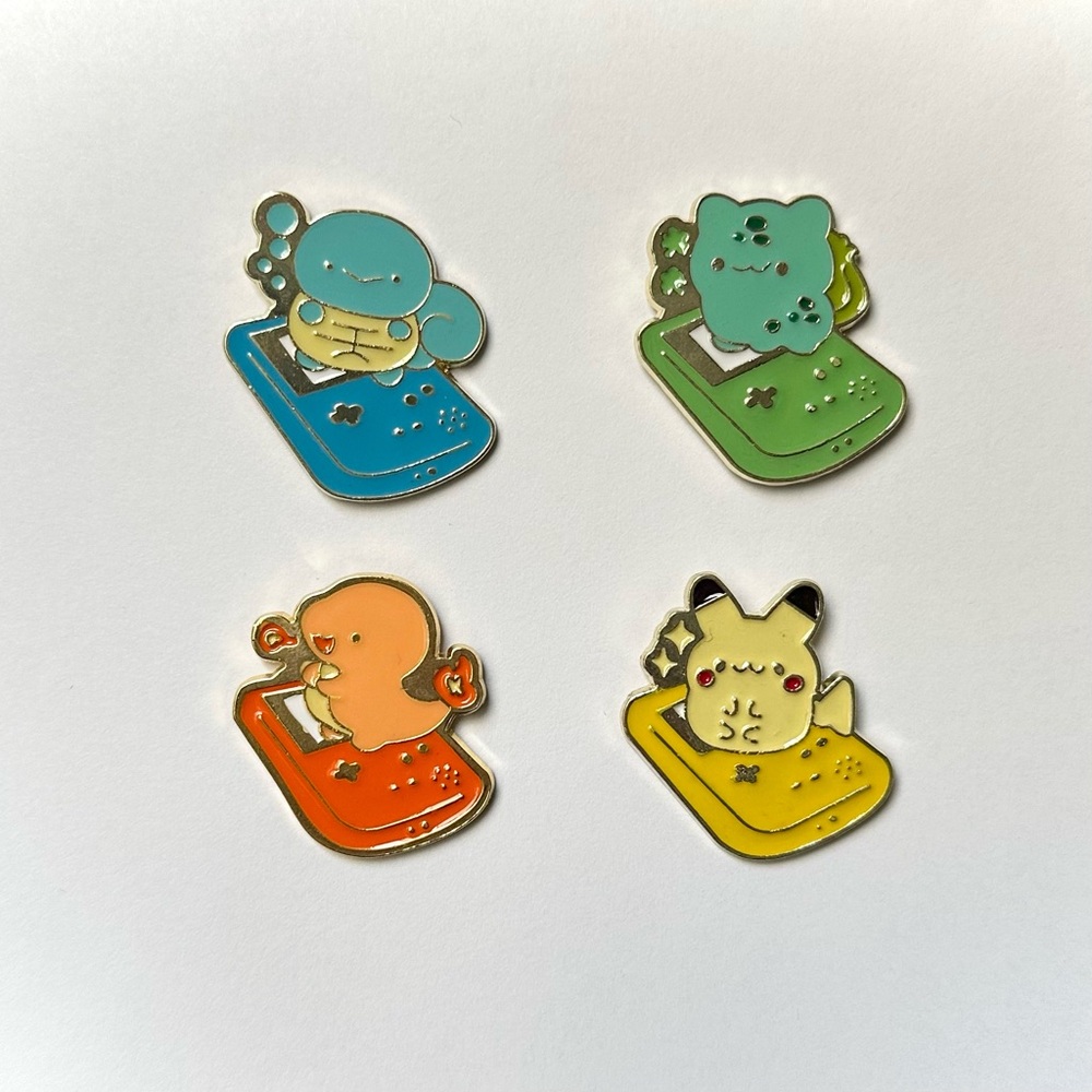 Chibi Pokemon GameBoy Pins || Pikachu, Squirtle, Bulbasaur, Charmander